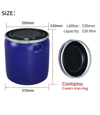 Livello di plastica dell'alimento dei barilotti 530*70*610mm dell'HDPE blu di ISO9001 150L