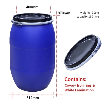 HDPE contenitori chimici ISO9001 della plastica blu del barilotto da 55 galloni