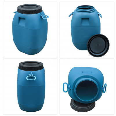 Tamburo blu del recipiente di plastica dell'HDPE 60L dell'HDPE 100% con il coperchio