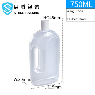 Bottiglia di plastica traslucida 750ml di calibro 30mm con la maniglia